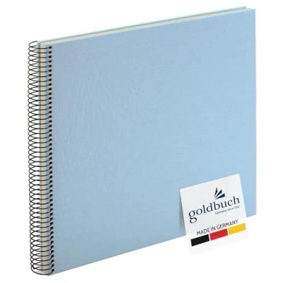 Abbildung von goldbuch 25829 Spiralalbum Bella Vista, Himmelblau, Fotoalbum Leinen, Erinnerungsalbum mit 40 weißen Seiten für 200 Fotos im Format 10x15 cm oder 80 Bilder 13x18 cm, blau, 35x30