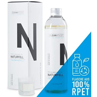 Abbildung von CLEANATICS Lammfell Waschmittel Konzentrat mit rückfettendem Lanolin für Naturfell, Schaffell &amp; Baby Produkte wie Lammfelldecke, Schaffellteppich, Schaffellmantel Kinderwagen Fußsack (250 g)