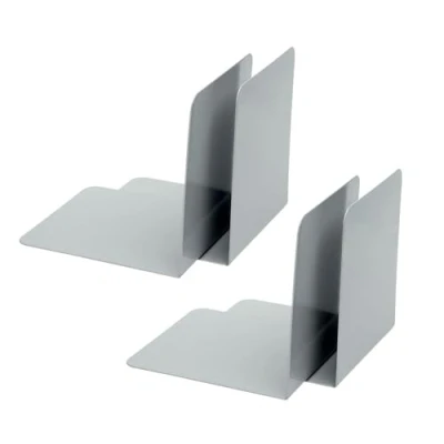 Abbildung von Alco Albert 4302 10 4 Buchstützen aus Metall, Stück, grau, 14 x 12,5 cm, für Schule, Büro und Zuhause