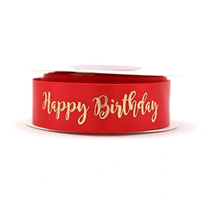 Abbildung von Band Rot und gold für Geburtstag Happy Birthday Enjoy Your Event