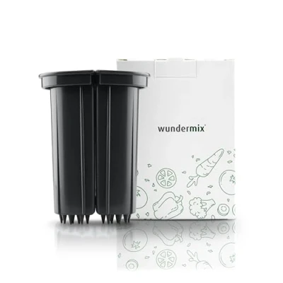 Abbildung von Wundermix Geteilte Zuführhilfe für WunderSlicer® Passend Thermomix und Monsieur Cuisine Modelle Grau &amp; Grün Zuführschacht teilen kleinstes Schnittgut
