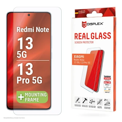Abbildung von Xiaomi Redmi Note 13 (5G) Panzerglas Displex Real Glass 2D Bildschirmschutzfolie für das / Pro