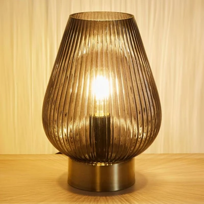 Abbildung von Pauleen 48158 Crystal Gloom Tischleuchte Anthrazit Tischlampe Kristall Look max40W E 27 Rauchglas/Messing 230V Glas