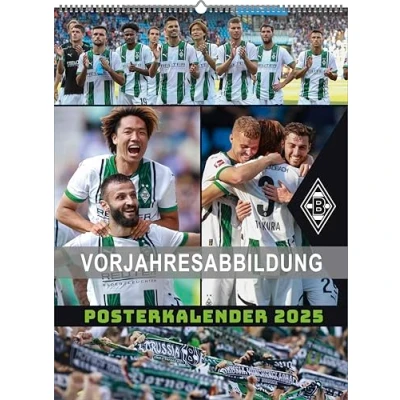 Abbildung von N NEUMANNVERLAGE Borussia Mönchengladbach 2025 Posterkalender, 48x64cm, Fußball Kalender mit Motiven der Stars, Fan Highlights, Spiralbindung und int. Kalendarium