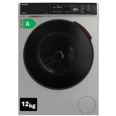 Abbildung von Sharp ES WNFB214CADA DE Waschmaschine, 12 kg, Energieklasse A, 1400 U/min, Inverter Motor, AquaStop, WiFi App Steuerung, Dampf Funktion, Schnellwaschgang, Espresso Gray