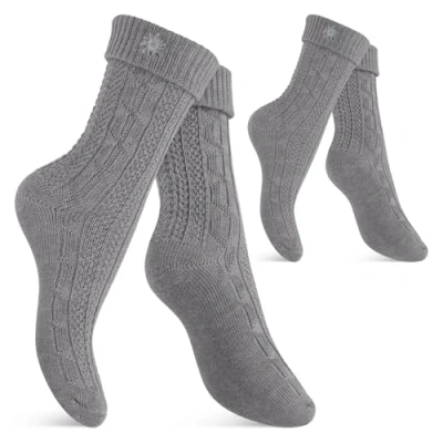 Abbildung von Celodoro Damen und Herren Trachten Socken (2 Paar) mit Edelweiß Pin Oktoberfest Strümpfe Grau 39 42