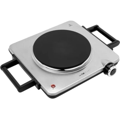 Abbildung von Clatronic® Kochplatte elektrisch mit 1500W Herdplatte 1 Kochfeld für Küche, Büro oder Camping elektrische stufenloser Temperatureinstellung Einzelkochplatte Edelstahl EKP 3788