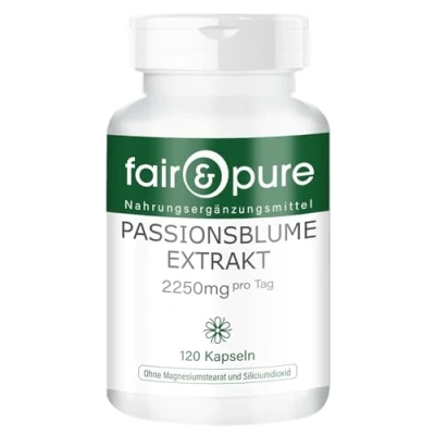 Abbildung von Fair &amp; Pure® Passionsblume Extrakt 750mg 120 Kapseln vegan hochdosiert ohne Magnesiumstearat