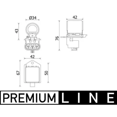 Abbildung von Vorwiderstand, Elektromotor (Kühlerlüfter) BEHR PREMIUM LINE MAHLE CFR 2 000P