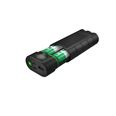 Abbildung von Ledlenser Flex10 Outdoor USB C Powerbank Ladegerät, 2 entnehmbare Lithium Akkus Typ 21700, kurze Ladezeit, robustes Gehäuse, IP65 Schutz vor Staub, Wasser, Kurzschluss, Lade u. Kapazitätsanzeige