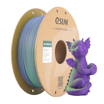 Abbildung von eSUN Matte Dual Colour Filament, PLA Filament 1.75mm, glanzfreie Farbe, gefrostete Textur, 1KG Spule (2.2 LBS) 3D Druck für Drucker, Grünlich Violett