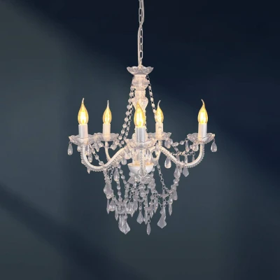 Abbildung von näve Pendelleuchte »5er Krone &quot;CECILIA&quot; D: 52 cm weiß«, Leuchtmittel E14 ohne Leuchtmittel, elegantes Design