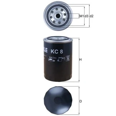 Abbildung von MAHLE ORIGINAL KC 8 Kraftstofffilter Anschraubfilter SCANIA: L,P,G,R,S series, DAF: CF 75