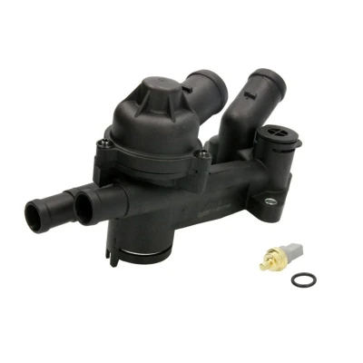 Abbildung von TOPRAN 111 401 Thermostatgehäuse mit Dichtung, Temperaturgeber Thermostat, Deckel, Schrauben VOLKSWAGEN: Polo IV Hatchback