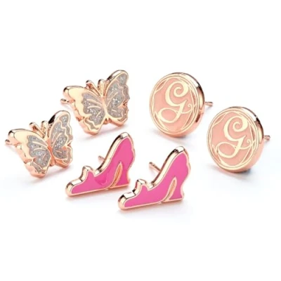 Abbildung von Wicked Glinda 3er Set Ohrstecker Schmetterling, Glindas Schuhe &amp; &#039;G&#039;, Einheitsgröße, Zink, Kein Edelstein