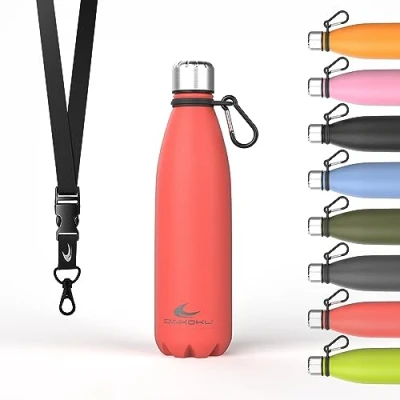 Abbildung von Daikoku Edelstahl Wasserflasche 100% Auslaufsicher Hält 12 Stunden Heiß, 24 Kalt BPA Frei und Gesund Modische Farbe, Ideal für Alltag Outdoor Blau 500 ML