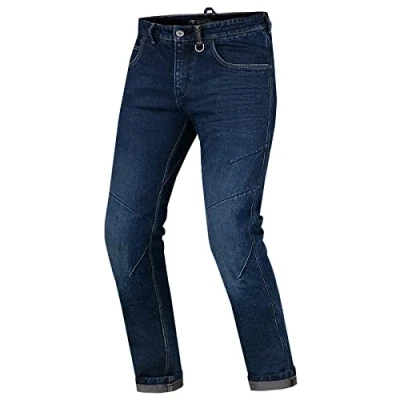 Abbildung von SHIMA DEVON Motorradjeans Belüftete Elastische Slim Fit Biker Motorradhose mit FiberQL Verstärkungen, Knie und Hüftprotektoren (Dunkelblau, 38 LONG)