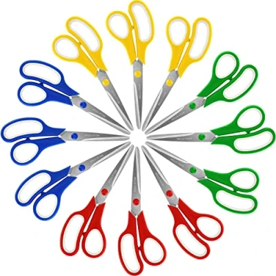 Abbildung von Belle Vous 12er Pack Assortiertes Scheren Set 21 cm Gesamtlänge Scharfe Schere mit Edelstahlklingen &amp; Farbigem, Weichem Komfortgriff Büro Zuhause Mehrzweck Bastelschere Erwachsene