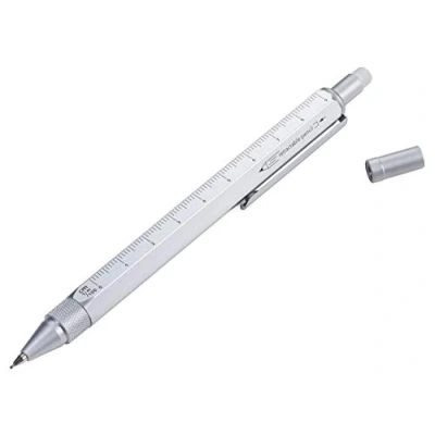 Abbildung von TROIKA CONSTRUCTION DROP ACTION PIP31/SI Multitasking Druck Bleistift technisches Zeichnen, Architekt Zentimeter /Zoll Lineal 1:20/1:50 m Skala Radiergummi Original