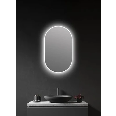 Abbildung von Talos LED Spiegel oval weiß 45 x 75 cm feuchtraumgeeignet für Ihr Badezimmer Wandspiegel mit umlaufendem Raumlicht hochwertigem Aluminiumrahmen