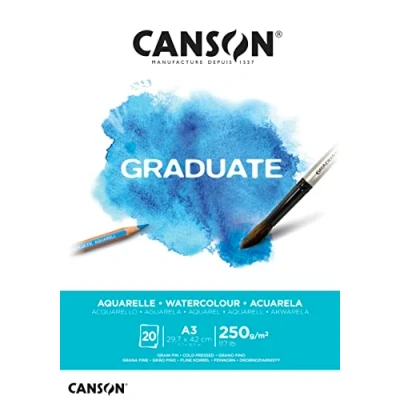 Abbildung von Canson Graduate Aquarellpapier Block, DIN A3, 20 Blatt, 250 g/m²