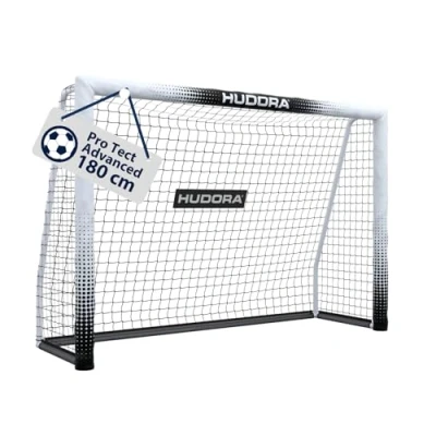 Abbildung von HUDORA Fußballtor Pro Tect 180 Advanced Outdoor mit Netz und wetterfester Ummantelung für Kinder/Erwachsene Einfacher Aufbau im Garten Torwand Reiß Klettverschlüssen white
