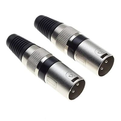 Abbildung von Keple 3 poliger XLR Stecker, schwarz männlicher Audio Mikrofon DMX Stecker Klinkenstecker, nicked plated Adapter, Kabelhalterung 2 Stück
