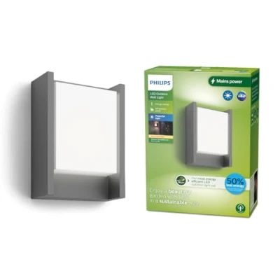 Abbildung von Philips Outdoor Ultra Efficient Arbour Wandleuchte 3,8W, 2700 Kelvin, IP44 wetterfest, anthrazit