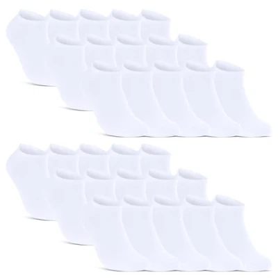 Abbildung von 10 20 30 Paar Sneaker Socken Damen &amp; Herren Schwarz Weiß Baumwolle 10800 (Weiß 43 46)