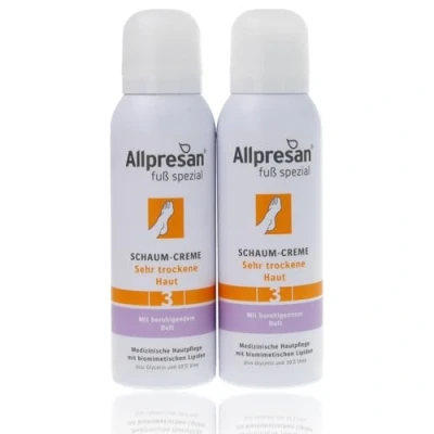 Abbildung von Allpresan Fuß spezial Nr. 3 Schaum Creme mit beruhigendem Duft Fußcreme für sehr trockene Haut Zur täglichen Fußpflege trockener Füße 125 ml (2)