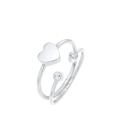 Abbildung von Elli 2 PACK Heart Ring, Damen, Größe: 52, Silber