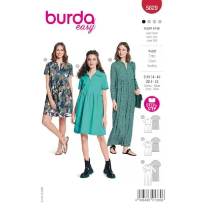 Abbildung von Burda Schnittmuster, 5829, Kleid [Damen, Gr. 34 48], Level 1 super easy