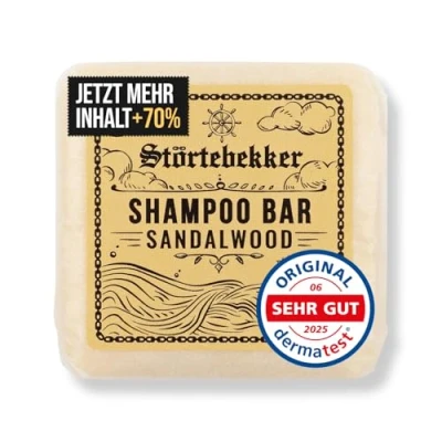 Abbildung von Störtebekker® Premium Shampoo Bar Sandelholz Festes Herren &amp; Damen 3in1 Duschseife Männer für Haar, Gesicht, Körper Feuchtigkeitsshampoo vegan, handgefertigt 60g