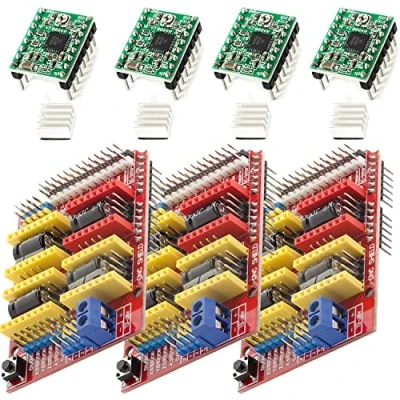 Abbildung von AZDelivery 3 x CNC Shield V3 Bundle mit 4 Stück A4988 Schrittmotor Treiber Stepper Kühlkörper kompatibel mit, 3D Drucker Arduino inklusive E Book!