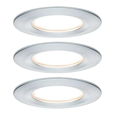 Abbildung von Paulmann 93901 Nova Plus LED Einbauleuchte inkl. Coin Basisset starr IP44 rund 78mm 3x6W 230V dimmbar 2700K Alu gedreht Spot Einbaustrahler