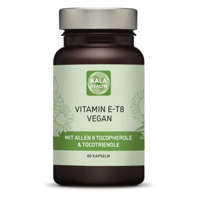 Abbildung von Kala Health Vitamin E 8 60 Vegan Kapseln Enthält alle bekannten Formen E, darunter 4 Tocotrienole (40mg) und Tocopherole von ausgezeichneter Qualität, aus natürlichen Quellen
