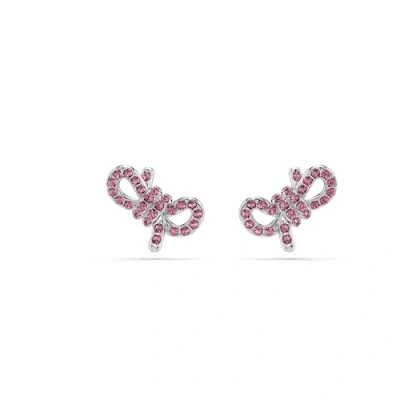 Abbildung von Swarovski Lifelong Bow Ohrstecker, Schleife, Rosa, Rhodiniert