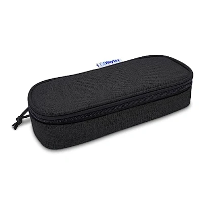 Abbildung von Waytex 931160 Federmäppchen, oval, groß, halbstarr, Reißverschluss, Schule, Büro, Aufbewahrung, Kosmetik, 23 x 9 6 cm, Schwarz, one Size, Federmäppchen halbstarr