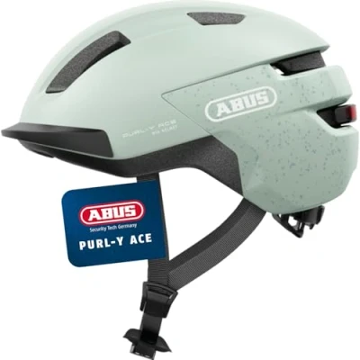 Abbildung von ABUS Fahrradhelm Purl Y ACE mit LED Licht geeignet Fahrten auf E Bike und S Pedelec Trendiger NTA Schutzhelm für Erwachsene Jugendliche Grün (Mint Green), Größe M