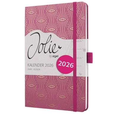 Abbildung von SIGEL J6357 Wochenkalender 2026 ca. A5, pink, Hardcover, Gummiband, Stiftschlaufe, Einstecktasche, 174 Seiten, vegan, Buchkalender, Terminplaner Taschenkalender Jolie