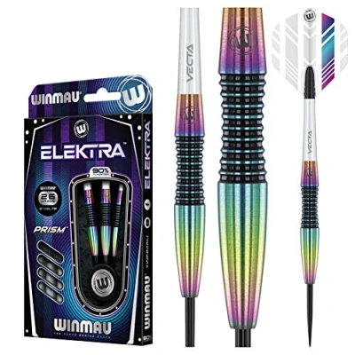 Abbildung von WINMAU Elektra 26 Gramm Profi Wolfram Steeltip Dartpfeile Set mit Flights und Schäfte