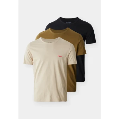 Abbildung von HUGO 3 PACK Nachtwäsche Shirt, Herren, Größe: Medium, Black/brown/beige
