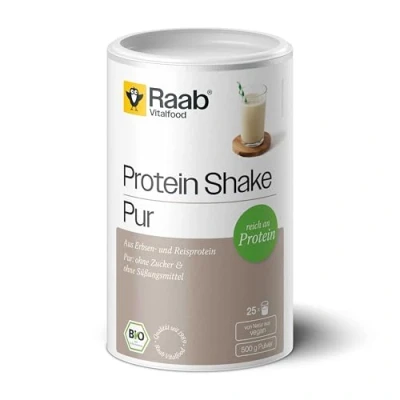 Abbildung von Raab Vitalfood Bio Protein 78 Pure Shake, Pulver, vegan, neutral, Blend mit Erbse Reis Spinat, glutenfrei, % Eiweiß, 500 g Dose, 3000487