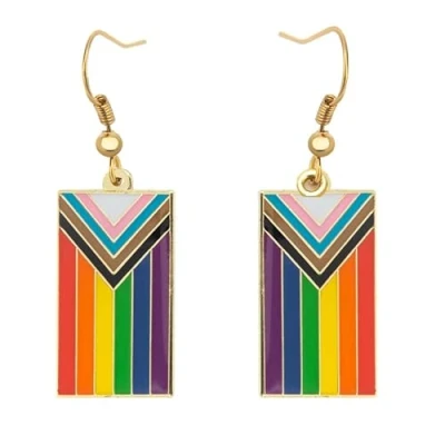 Abbildung von Progress Pride Flag Shape Ohrringe Gay &amp; Lesbian LGBT Geschenke Rainbow Schmuck