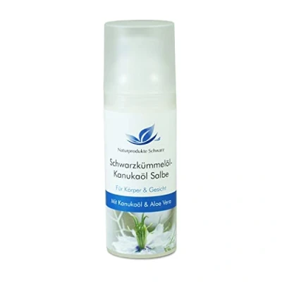 Abbildung von Naturprodukte Schwarz Schwarzkümmelöl Kanuka Salbe mit Aloe Vera Creme bei Neurodermitis, gegen trockene Haut und Juckreiz, Intensivpflege ohne Alkohol, 50ml