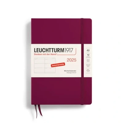 Abbildung von LEUCHTTURM1917 370543 Wochenkalender 2025, Medium A5 Hardcover 12 Monats Planer, 80 g, liniert Port Red