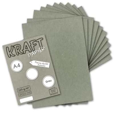 Abbildung von 50x Vintage Kraftpapier in Grau DIN A4 21 x 29,7 cm 210 297 mm 240 g/m² natur graues Recycling Papier, ökologisch Bastel Karton Einzel Karte UmWelt by GUSTAV NEUSER