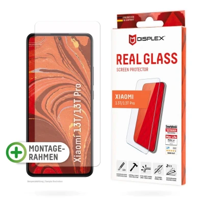 Abbildung von Xiaomi 13T Panzerglas Displex Real Glass 2D Bildschirmschutzfolie für das / Pro