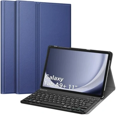 Abbildung von Fintie Tastatur Hülle für Samsung Galaxy Tab A9 Plus 11 Zoll 2023 Tablet SM X210/X216/X218, Keyboard Cover mit Magnetisch Abnehmbarer Deutscher Bluetooth Tastatur, Dunkelblau