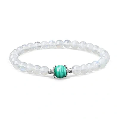 Abbildung von COAI Geschenkideen Damen Glücksarmband aus Mondstein und Malachit Reikiarmband von Einfachem Stil